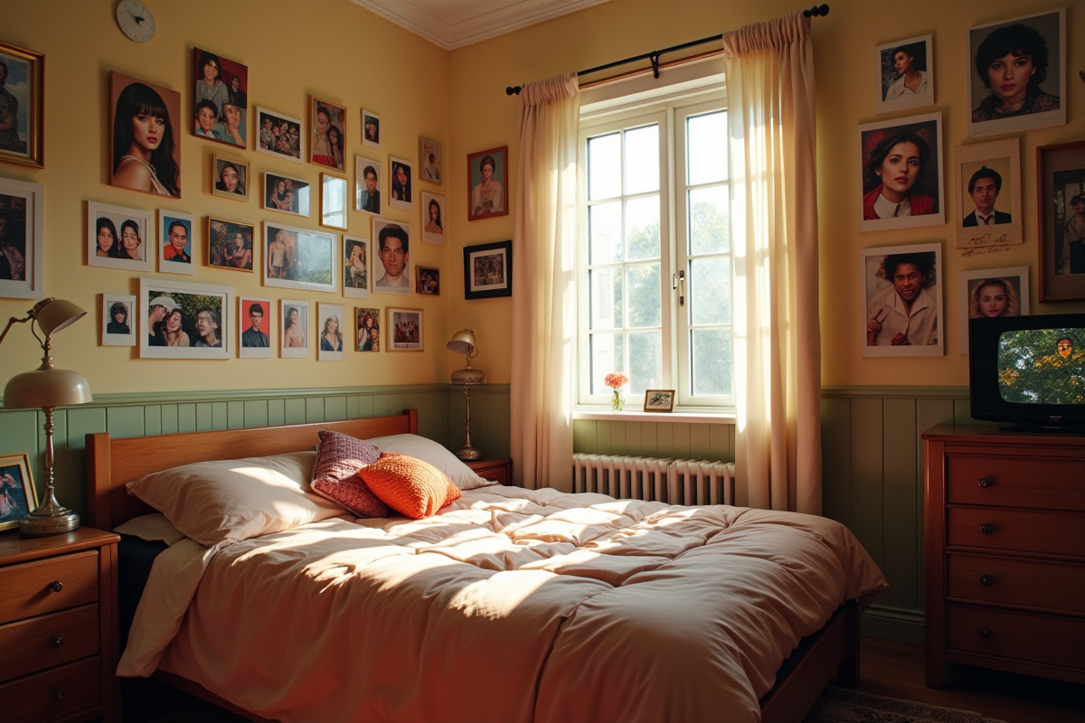Chambre nostalgique avec souvenirs des années 1990