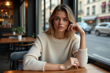 Femme &eacute;l&eacute;gante portant une bague en argent &agrave; Paris