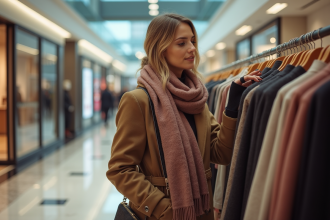 Femme élégante dans un centre commercial mode