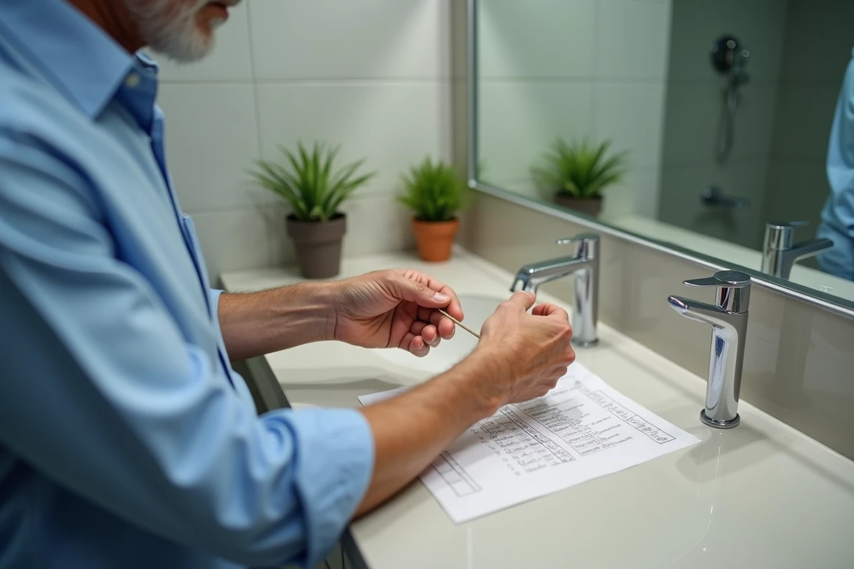 Homme âgé vérifie sa taille d