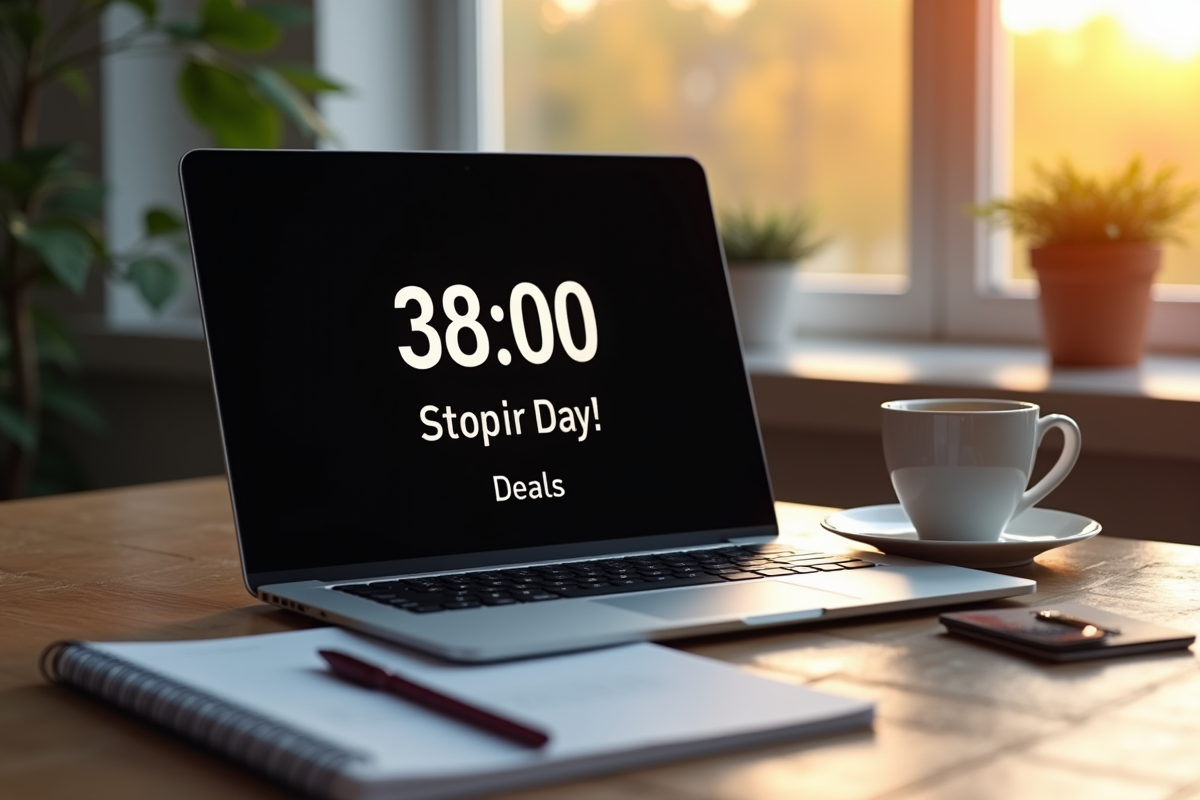 Ordinateur portable avec compte à rebours des offres Black Friday